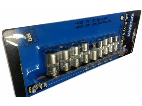 Galvučių rinkinys E-Star varžtams 1/4"+3/8", E5-E16 Galvučių rinkinys E-Star varžtams 1/4"+3/8", E5-E16