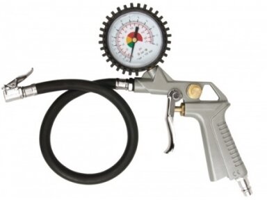 Tyre inflation gun with gauge