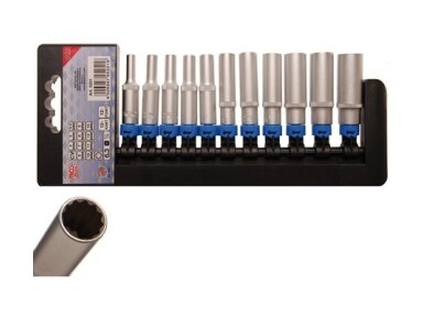 Set of long 12-point sockets 1/4", 4-13 mm, 11 pcs.