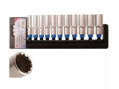 Set of long 12-point sockets 3/8", 8-19 mm, 11 pcs.