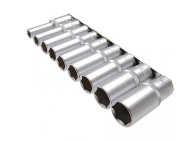 Long head socket set 10-24 mm, 9 pcs 1/2"