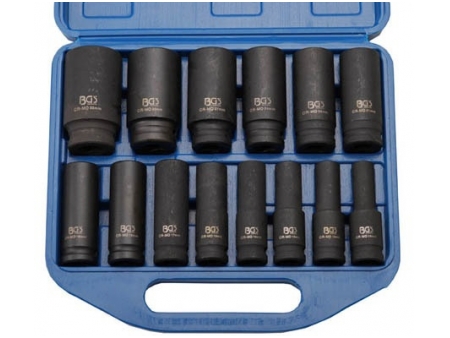 Smūginių galvučių rink. 1/2", 14vnt, 10-32 mm Smūginių galvučių rink. 1/2", 14vnt, 10-32 mm