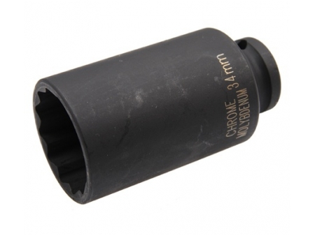 Long Thin-Walled Socket, 12 Point 34mm, 1/2" Long Thin-Walled Socket, 12 Point 34mm, 1/2"