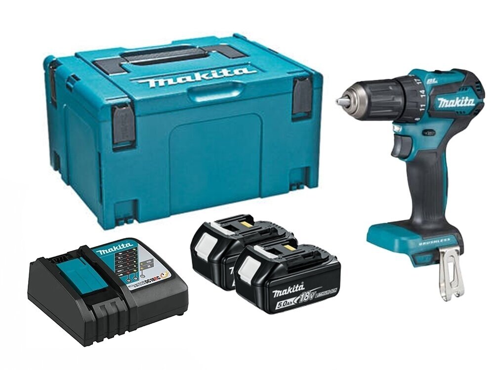 Makita DDF483RTJ 18V 2x5,0Ah cordless screwdriver-drill with brushless motor