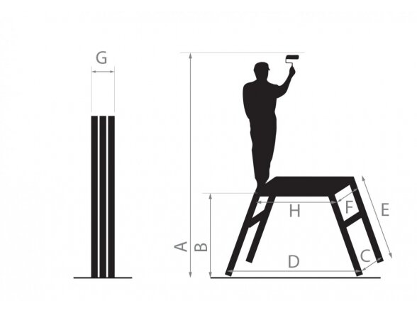 Aliuminio platforma Drabest HOP-UP 75x30 cm (150 kg) 1 Aliuminio platforma Drabest HOP-UP 75x30 cm (150 kg) 1