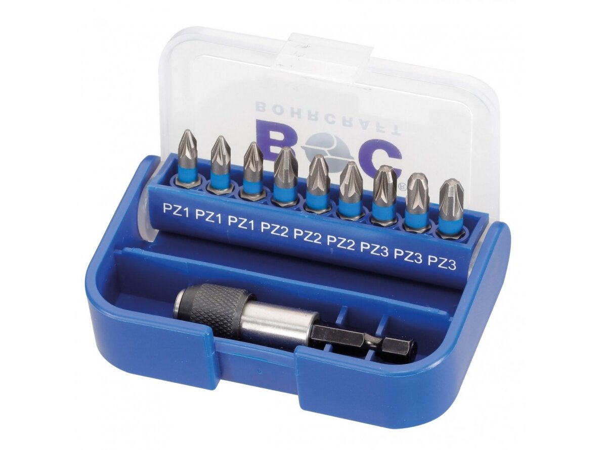 BOHRCRAFT Screwdriver Bit Set 1/4" + Holder, in Plastic Case (10 pcs) BOHRCRAFT Screwdriver Bit Set 1/4" + Holder, in Plastic Case (10 pcs)
