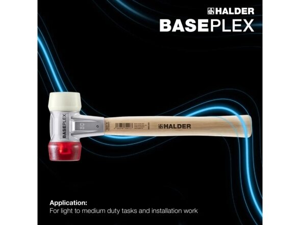 BASEPLEX молоток с мягкими бойками, 25-50 mm, с литым цинковым корпусом и деревянной рукояткой, нейлон / ацетат целлюлозы 2