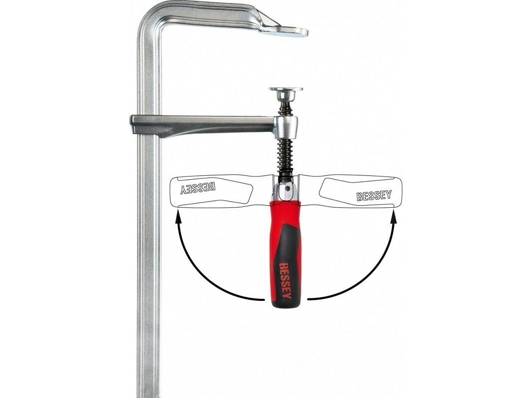 Зажим Bessey GZ25KG с цельным металлическим профилем и вращающейся ручкой, макс. длина зажима 250 мм 3 Зажим Bessey GZ25KG с цельным металлическим профилем и вращающейся ручкой, макс. длина зажима 250 мм 3