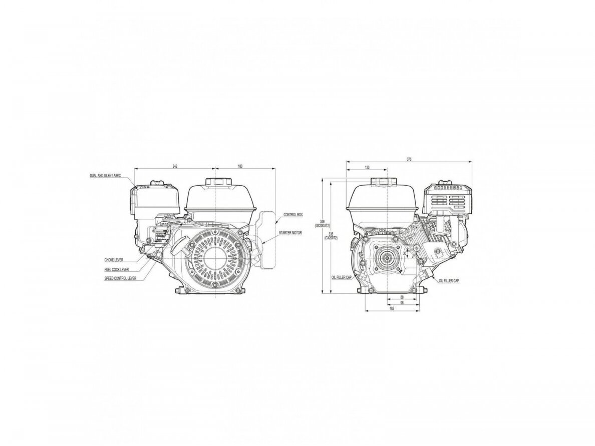 Benzininis variklis HONDA GX200, 4.3 kW, 20 mm velenas 5