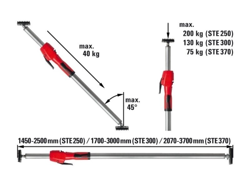 Bessey STE90 телескопическая опора, длина сжатия 575-910 мм, максимальная нагрузка 350 кг 7 Bessey STE90 телескопическая опора, длина сжатия 575-910 мм, максимальная нагрузка 350 кг 7