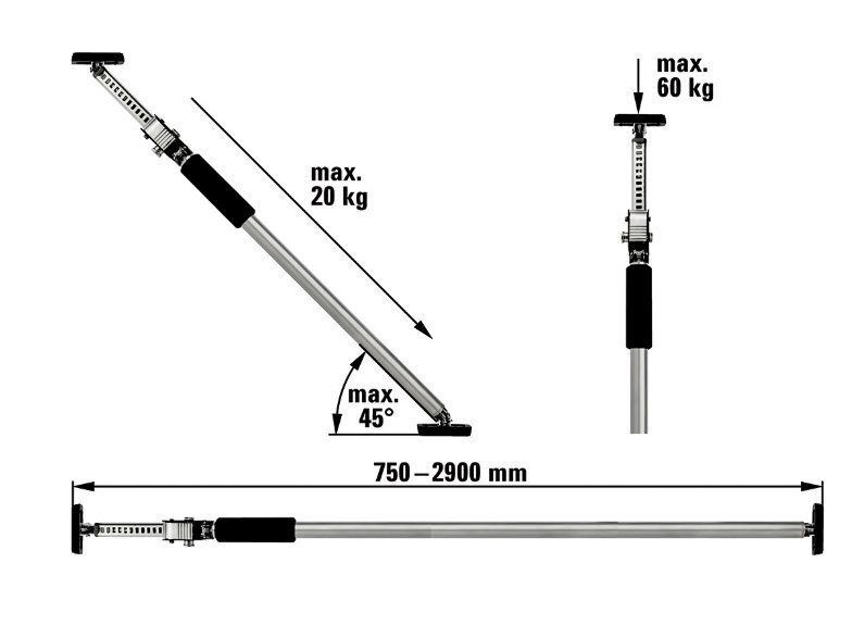 Bessey ST250 telescopic support stand, working range 1450-2500 mm, maximum load 60 kg 7