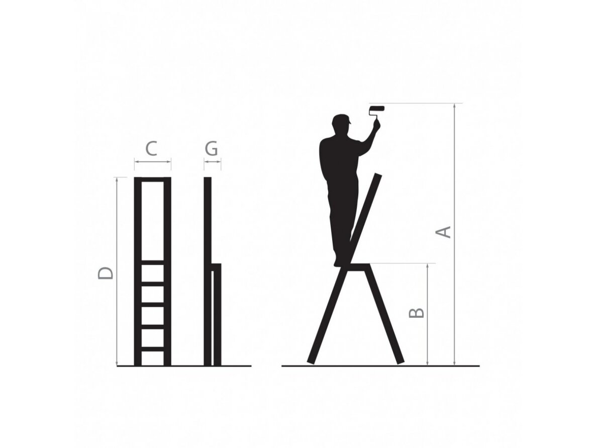 Household ladder DRABEST ALD2 single-sided, 2 steps (125 kg) 3