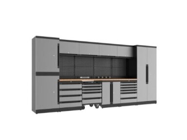 Cramp PREMIUM workshop furniture set made of thick steel, 437 cm, 25 elements