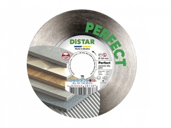 Deimantinis diskas akmens masės, keramikos, porceliano plytelėms, Distar Perfect 125mm