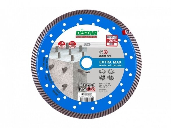 Deimantinis diskas betonui ir gelžbetoniui Distar Turbo Extra Max, 230mm