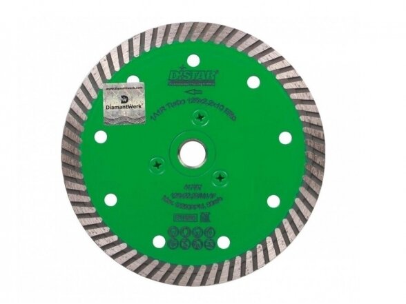 Deimantinis diskas granitui Distar Turbo Elite M14F 125mm, su flanšu, sausam pjovimui
