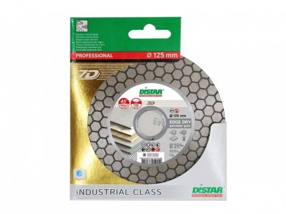 Deimantinis diskas plytelėms 2in1 Distar Edge Dry 125mm; pjovimui ir šlifavimui 3
