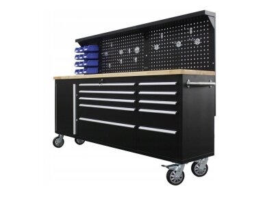 Workshop workbench with cabinets and wheels Workshop workbench with cabinets and wheels
