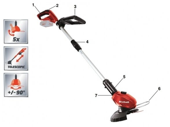 Einhell GE-CT 18 Li Solo akumuliatorinis trimeris 1 Einhell GE-CT 18 Li Solo akumuliatorinis trimeris 1