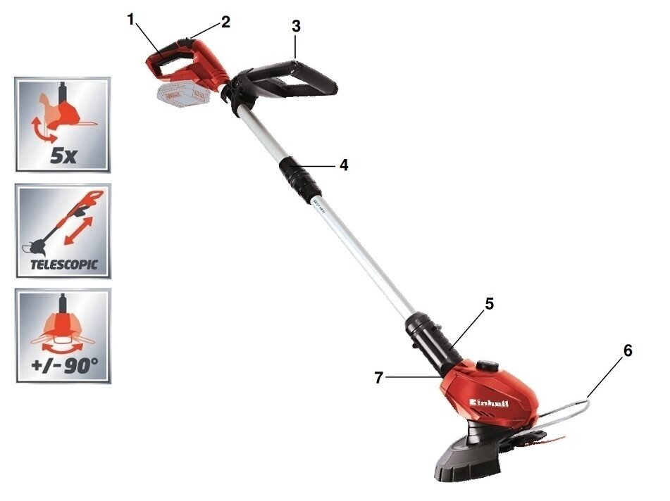 Einhell GE-CT 18 Li Solo akumuliatorinis trimeris 1 Einhell GE-CT 18 Li Solo akumuliatorinis trimeris 1