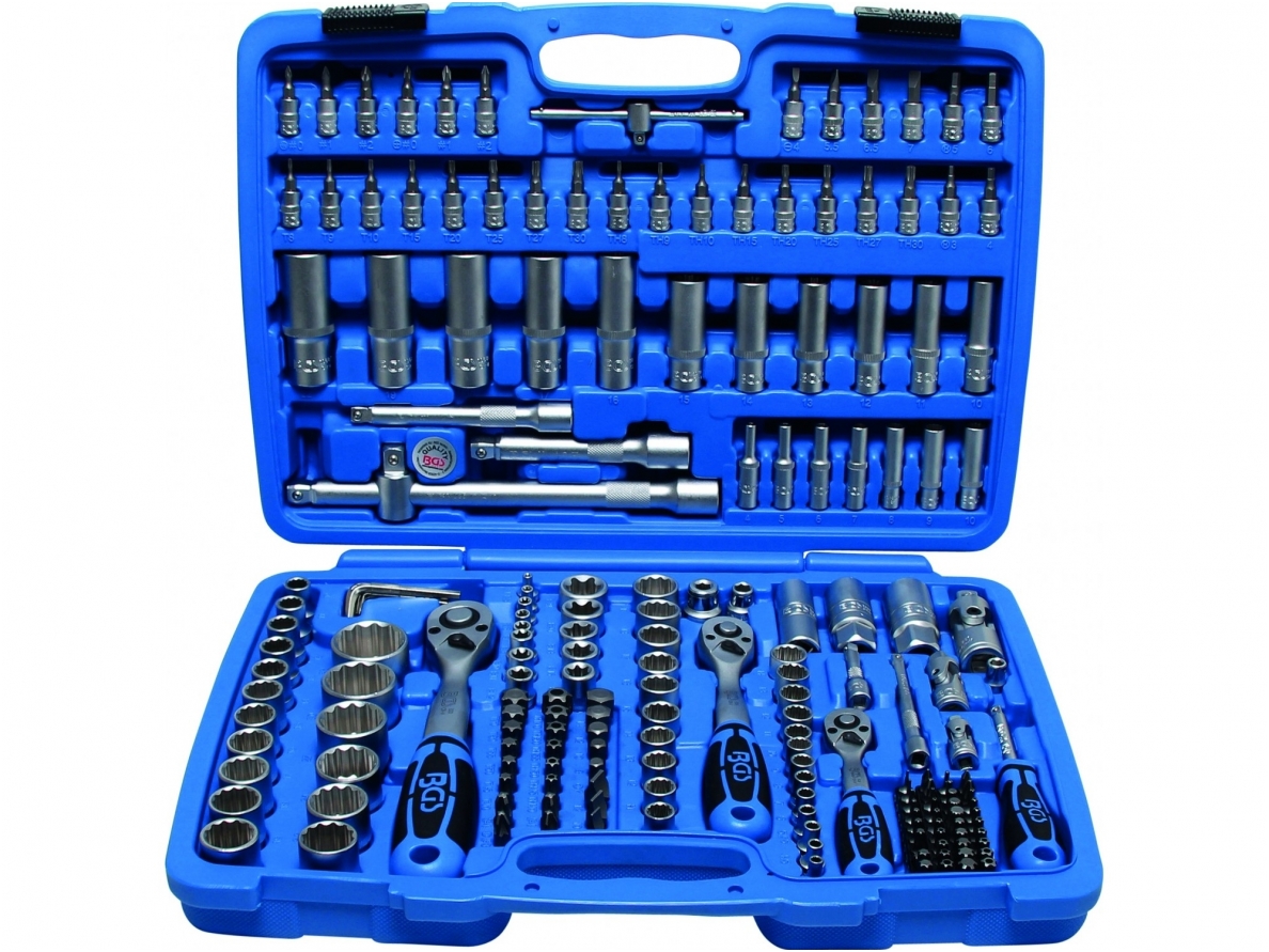 Galvučių ir raktų komplektas 1/4"+3/8"+1/2", 12-kampės galvutės, 192 vnt. Galvučių ir raktų komplektas 1/4"+3/8"+1/2", 12-kampės galvutės, 192 vnt.