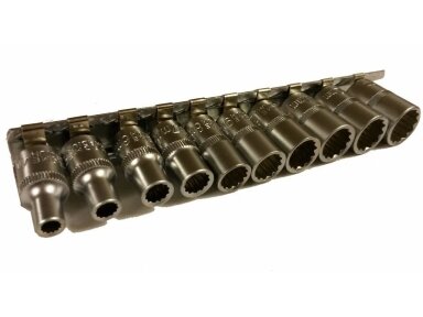 Socket set 1/4", 12-point, 4-13 mm, 10 pcs.