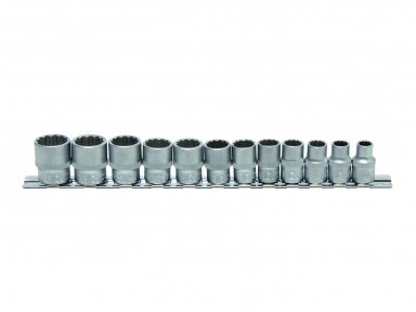Socket set 3/8", 12-point, 8 - 19 mm, 12 pcs. Socket set 3/8", 12-point, 8 - 19 mm, 12 pcs.