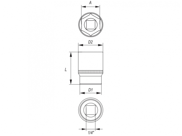 Socket 1/4", 4-13 mm 1