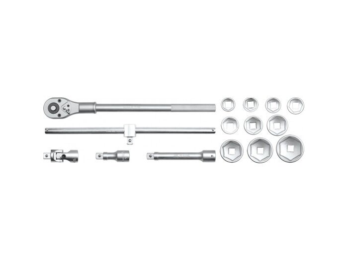 Socket and Wrench Set 30-60mm, 15 pcs, 3/4", Cr-V 1 Socket and Wrench Set 30-60mm, 15 pcs, 3/4", Cr-V 1
