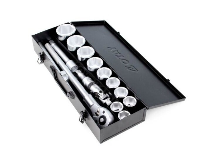 Socket and Wrench Set 30-60mm, 15 pcs, 3/4", Cr-V