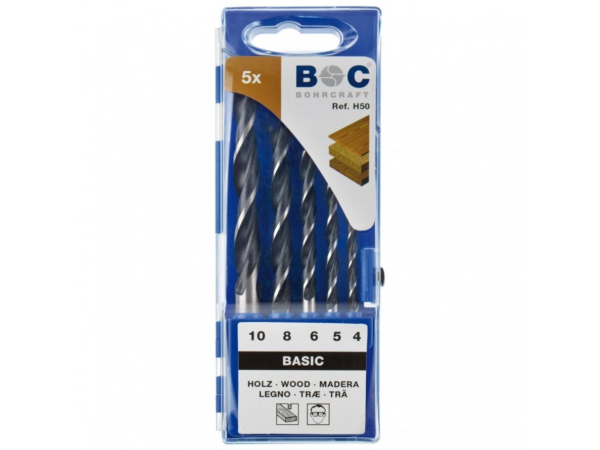 Bohrcraft H 50 Wood Drill Bit Set Ø 4/5 /6 /8 /10 (5 pcs.)