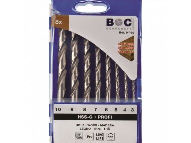 BOHRCRAFT HP 80 wood drill bit set (3 / 4 / 5 / 6 / 7 /8 / 9 / 10 mm (8 pcs.) BOHRCRAFT HP 80 wood drill bit set (3 / 4 / 5 / 6 / 7 /8 / 9 / 10 mm (8 pcs.)