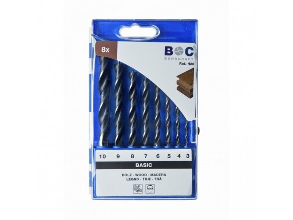 Wood drill bit set Bohrcraft H 80 Ø 3/4/5/6/7/8/9/10 (8 pcs)