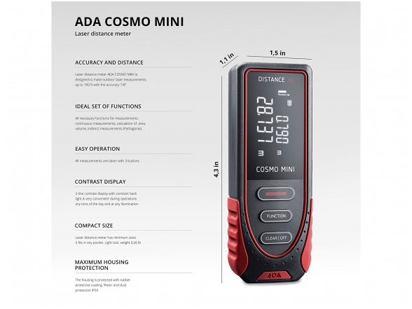 ADA COSMO MINI лазерный измеритель расстояния, диапазон измерения до 30 м 6