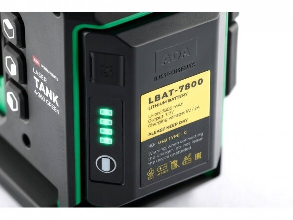 Lazerinis nivelyras ADA Instruments LaserTANK 4-360 GREEN Basic Edition, žalios spalvos spindulys, 4 linijos 360° 7