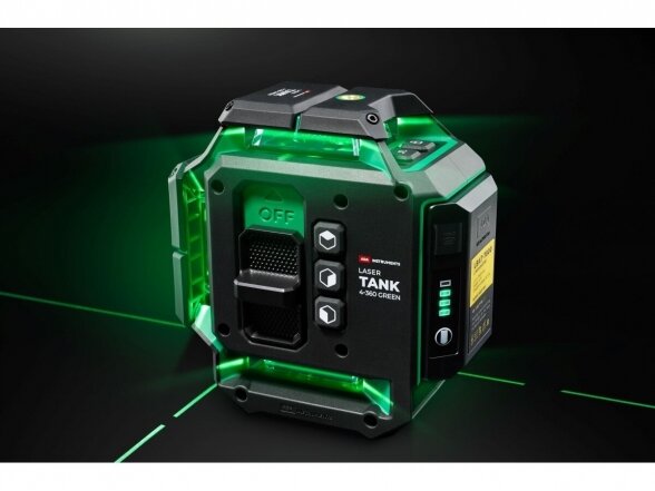 Lazerinis nivelyras ADA Instruments LaserTANK 4-360 GREEN Ultimate Edition, žalios spalvos spindulys, 4 linijos 360° 20