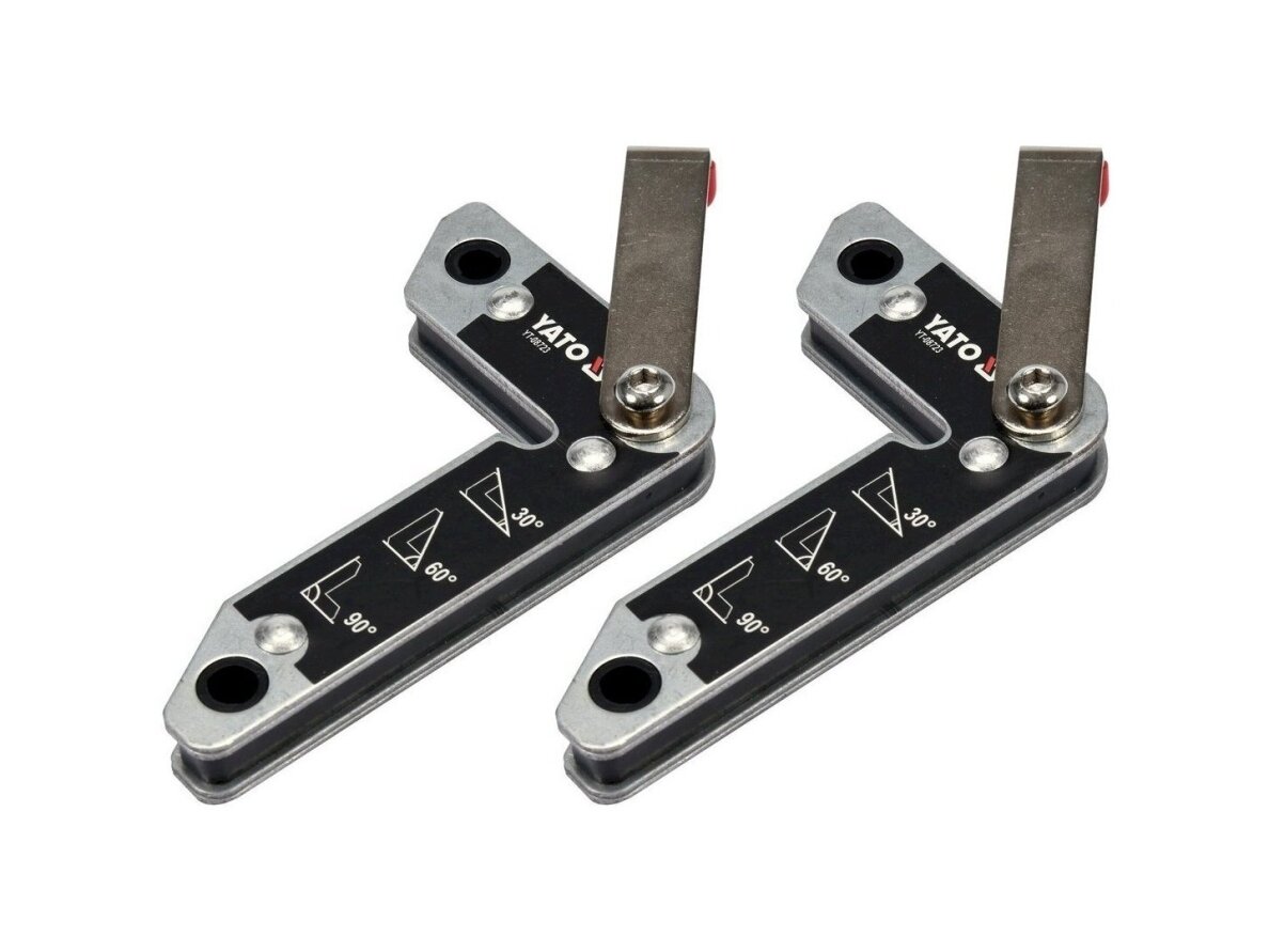 Magnetic holders for welding work, L type, lifting capacity 32 kg, 2 pcs. Magnetic holders for welding work, L type, lifting capacity 32 kg, 2 pcs.