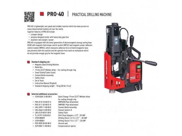 Magnetinės gręžimo staklės PRO 40 /230V Promotech 2 Magnetinės gręžimo staklės PRO 40 /230V Promotech 2
