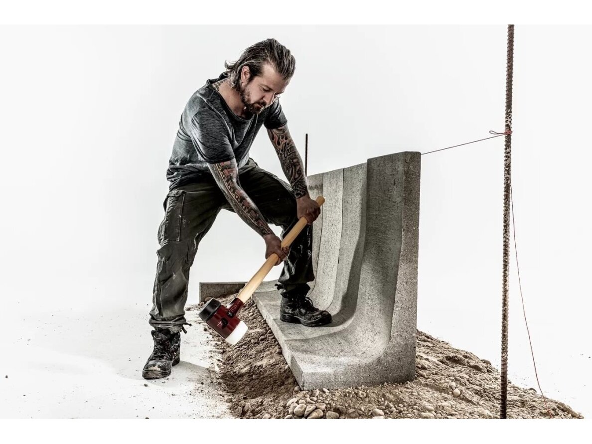 Halder soft-faced hammer with cast iron body and Hickory handle, 800mm, ⌀80mm, rubber / superplastic 11