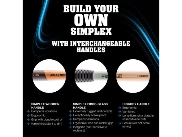 Halder soft-faced hammer with cast iron body and Hickory handle, 800mm, ⌀80mm, rubber / superplastic 3