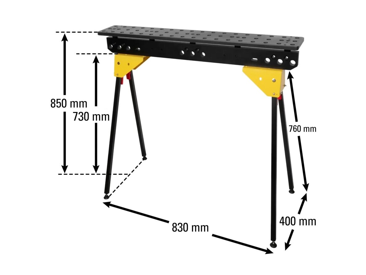 Mobile modular welding / workpiece clamping table Scout 900mm, with lightweight foldable fixed-length legs | 16 mm system 7 Mobile modular welding / workpiece clamping table Scout 900mm, with lightweight foldable fixed-length legs | 16 mm system 7