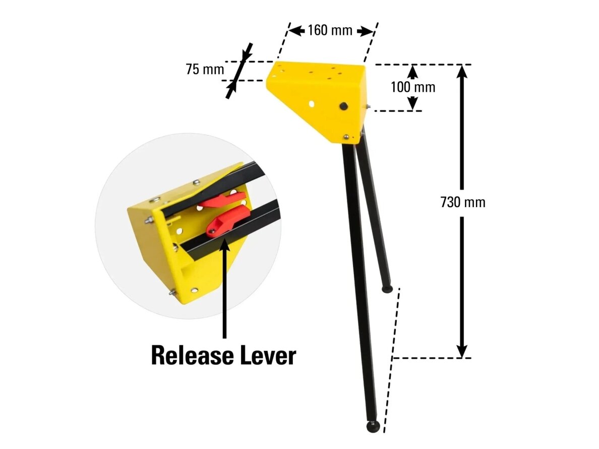 Mobile modular welding / workpiece clamping table Scout 900mm, with lightweight foldable fixed-length legs | 16 mm system 10
