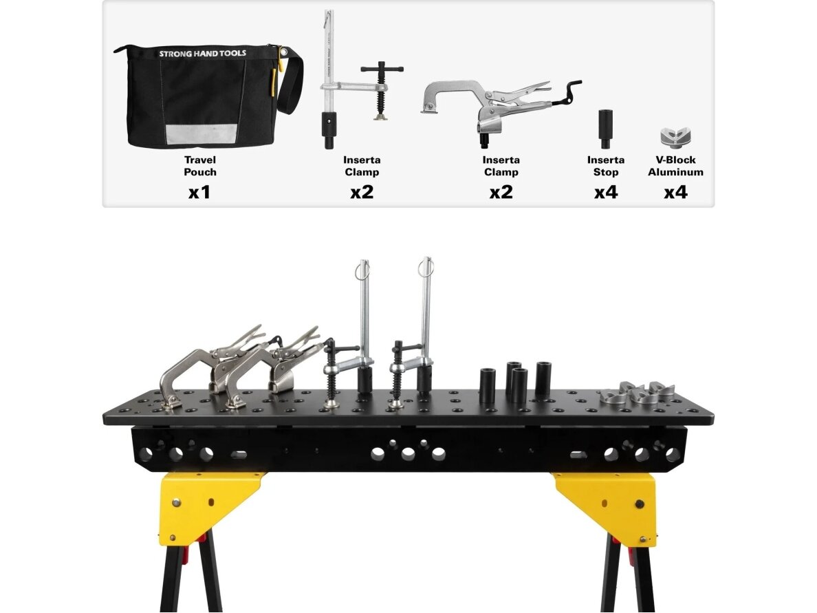 Mobile modular welding / workpiece clamping table Scout 900mm, with lightweight foldable fixed-length legs | 16 mm system 14 Mobile modular welding / workpiece clamping table Scout 900mm, with lightweight foldable fixed-length legs | 16 mm system 14