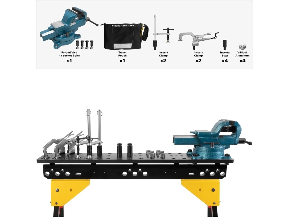 Mobile modular welding / workpiece clamping table Scout 900mm, with lightweight foldable fixed-length legs | 16 mm system 15