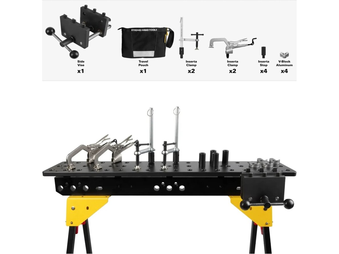 Mobile modular welding / workpiece clamping table Scout 900mm, with lightweight foldable fixed-length legs | 16 mm system 17