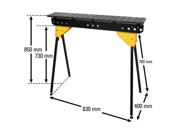 Mobile modular welding / workpiece clamping table Scout 900mm, with lightweight foldable fixed-length legs | 16 mm system 7 Mobile modular welding / workpiece clamping table Scout 900mm, with lightweight foldable fixed-length legs | 16 mm system 7