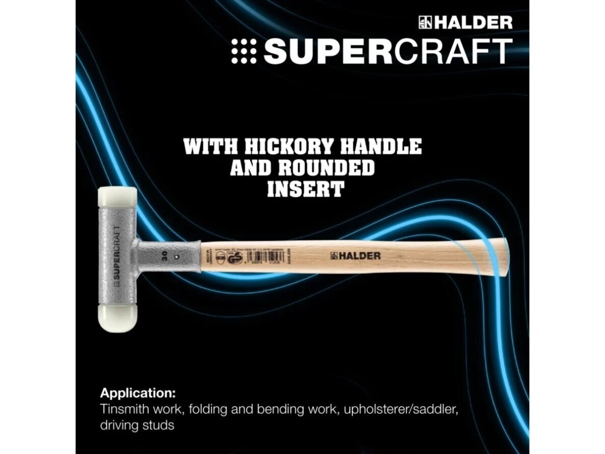 Безотбойный молоток Supercraft с рукояткой из древесины гикори и закруглённым бойком, Ø25-40mm, нейлон 3 Безотбойный молоток Supercraft с рукояткой из древесины гикори и закруглённым бойком, Ø25-40mm, нейлон 3