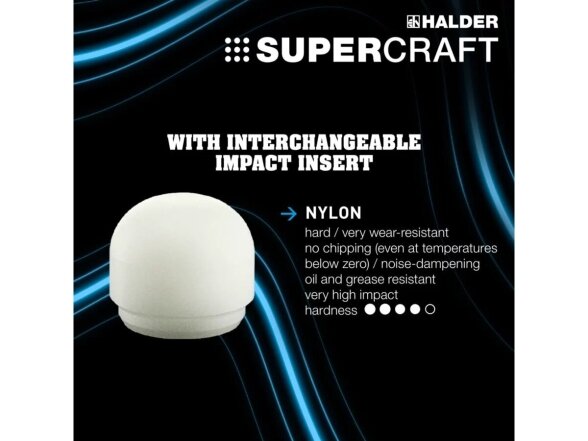 Безотбойный молоток Supercraft с рукояткой из древесины гикори и закруглённым бойком, Ø25-40mm, нейлон 2