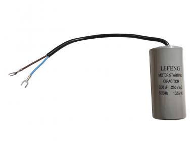 Paleidimo kondensatorius elektros varikliui 350MF, 250V, 50/60HZ, 10/55/10 Paleidimo kondensatorius elektros varikliui 350MF, 250V, 50/60HZ, 10/55/10