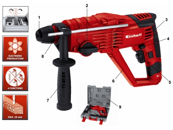 Einhell TH-RH 800 E perforatorius SDS-Plus 1 Einhell TH-RH 800 E perforatorius SDS-Plus 1